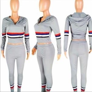 Gray jogging suit